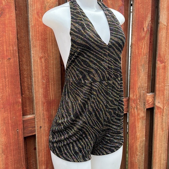 Zara Black and Gold Jumpsuit with Halter Neckline - Picture 4 of 9